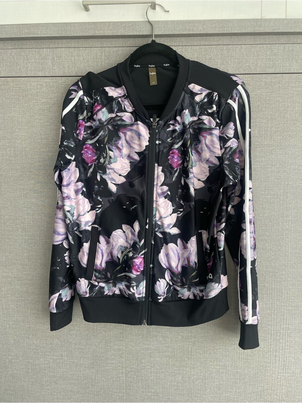 Floral Bomber Jacket in Black & Lilac - Women's
